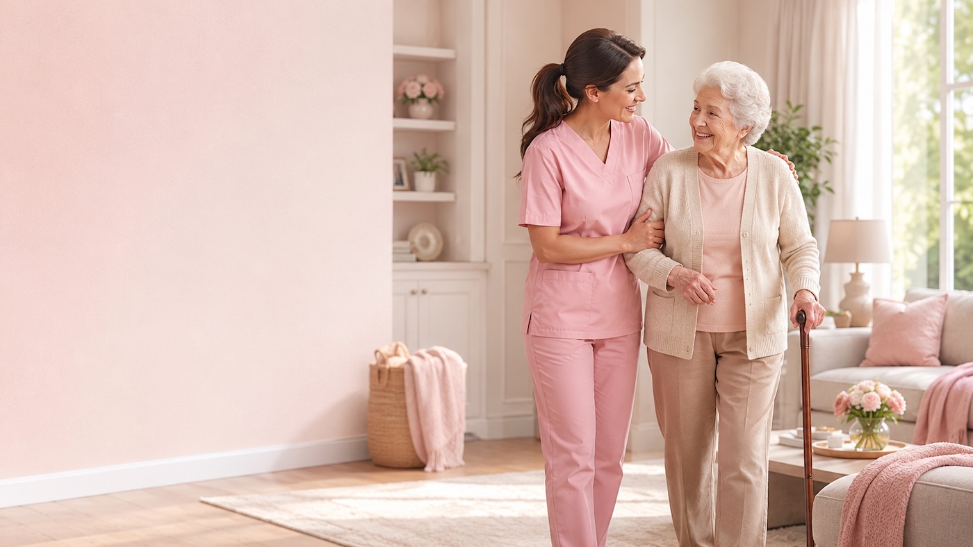 Home health care service Akron, OH — Supportive Steps Living LLC Supportive Steps Living LLC caregiver supporting a client at home — Home health care service Akron, OH